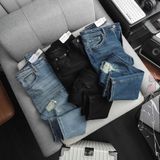  Quần Jean Nam PULL & BEAR Rách Gối 2023 Form SlimFit Mềm Mịn Co Giãn Hàng Xuất Xịn Có Big Size 