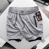  Quần Short Thể Thao đùi tập gym nam 2 lớp lót legging Under Amour và túi đựng điện thoại Hàng Xuất Xịn Có Big Size 