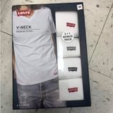  [Size M 75-85kg ] Áo thun nam cổ tim LEVIS TRẮNG cotton siêu mát Ship US 