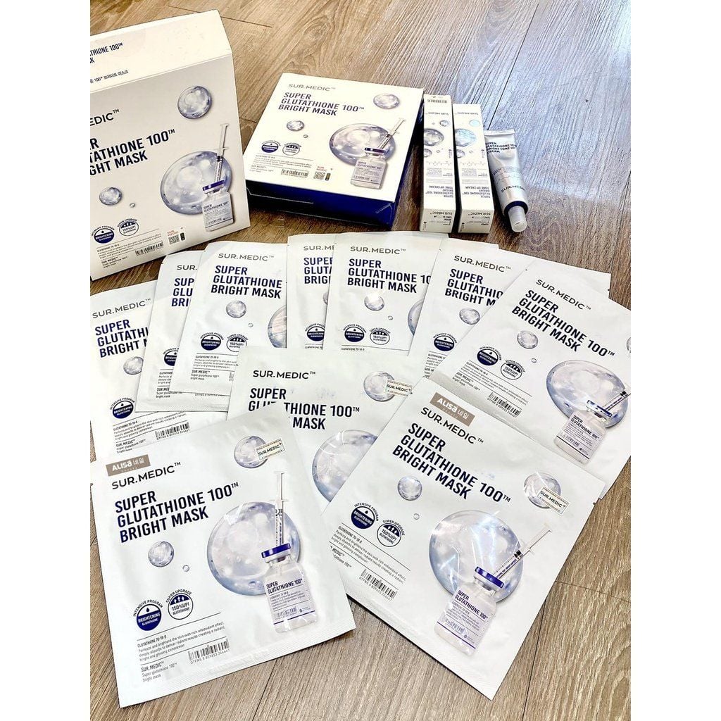 Mặt Nạ Sur.Medic Bright Glutathione Làm Trắng Chuyên Sâu hộp 10 miếng