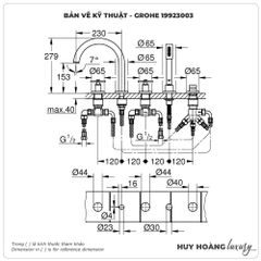 Vòi xả bồn đặt sàn GROHE 19923003 5 Lỗ