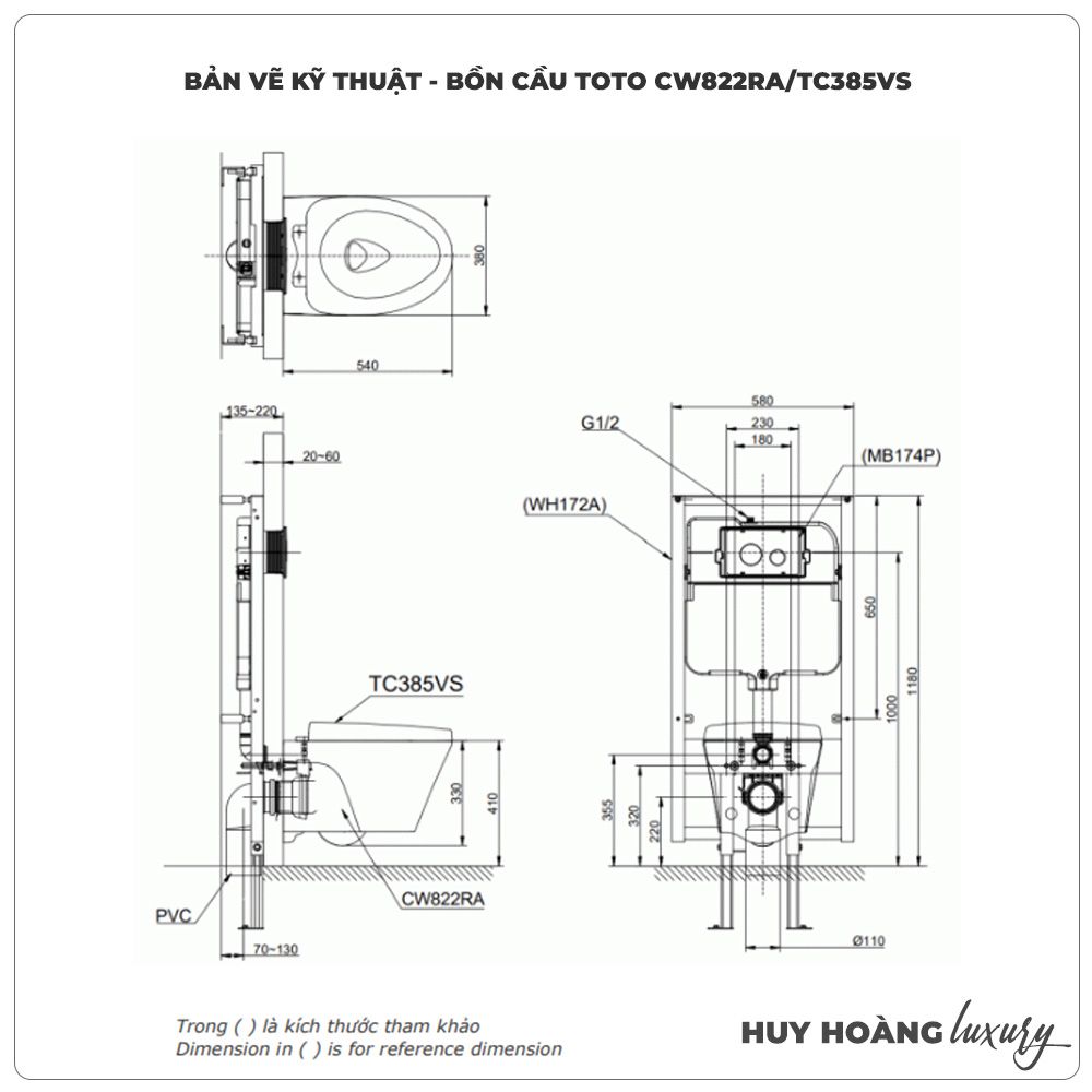 Thân bồn cầu treo tường TOTO CW822RA/TC385VS - Chính hãng, giá rẻ