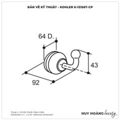 Móc treo khăn nhà tắm KOHLER K-12156T-CP