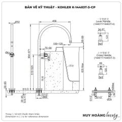 Vòi sen xả bồn tắm KOHLER K-14403T-3-CP