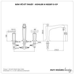 Vòi sen xả bồn tắm KOHLER K-16228T-3-CP