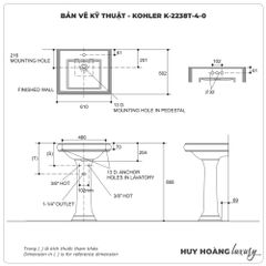 Lavabo treo tường KOHLER K-2238T-4-0