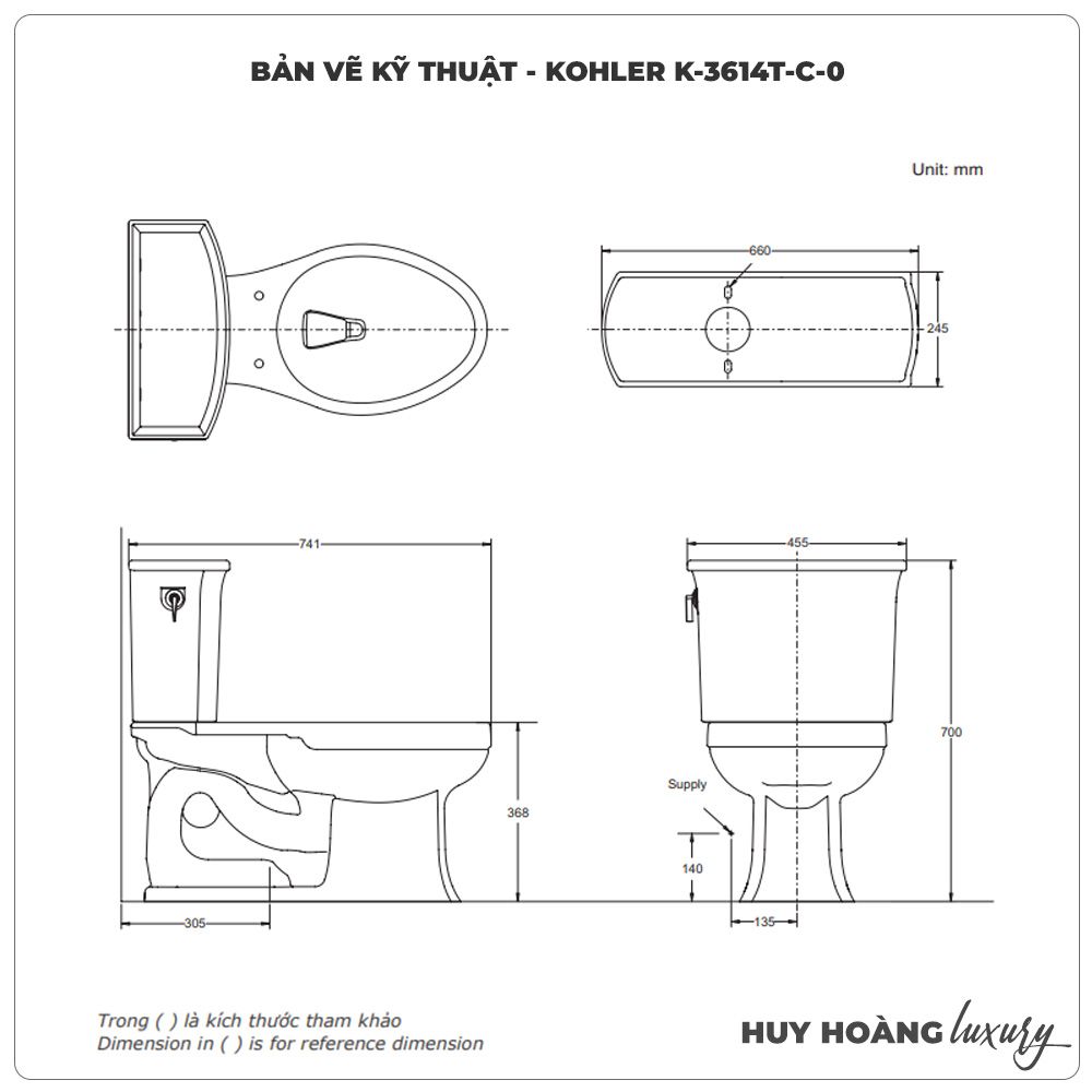 Bồn cầu KOHLER 2 khối K3614TC0 chính hãng, giá tốt