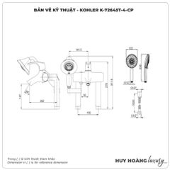 Vòi sen xả bồn tắm KOHLER K-72645T-4-CP
