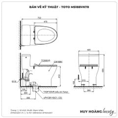 Bồn cầu 1 khối TOTO MS188VKT8 (Nắp TC600VS)