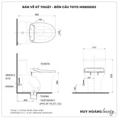 Bồn cầu nắp rửa cơ TOTO MS855DE2