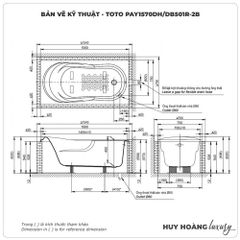 Bồn tắm xây TOTO PAY1570DH/DB501R-2B (1.5M)
