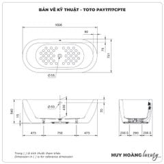 Bồn tắm đặt sàn TOTO PAY1717CPTE chất liệu GALALATO