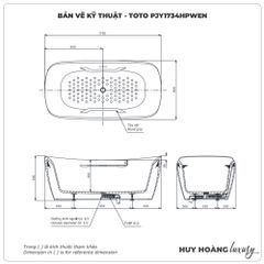 Bồn tắm đặt sàn TOTO PJY1734HPWEN chất liệu GALALATO