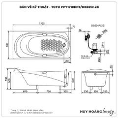 Bồn tắm xây ngọc trai TOTO PPY1710HPE/DB501R-2B (1.7M)