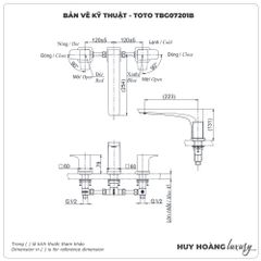 Vòi sen xả bồn tắm TOTO TBG07201B 3 lỗ