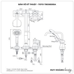 Vòi sen xả bồn tắm TOTO TBG08305AA (TBG08305A) 3 lỗ