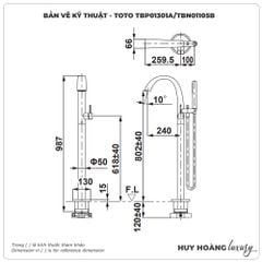Vòi sen xả bồn tắm TOTO TBP01301AA/TBN01105B
