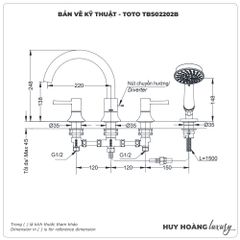 Vòi sen xả bồn tắm TOTO TBS02202BA 4 Lỗ