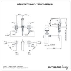 Vòi lavabo nóng lạnh 3 lỗ TOTO TLG03201B
