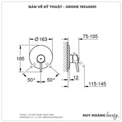 Mặt nạ bộ trộn sen âm GROHE 19345001