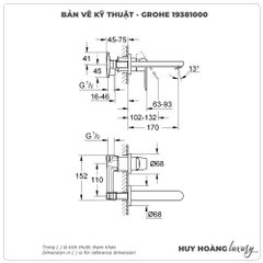 Vòi lavabo gắn tường GROHE 19381000