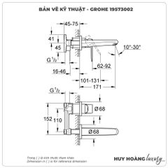Vòi lavabo gắn tường GROHE 19573002