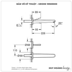 Vòi lavabo gắn tường GROHE 19969000