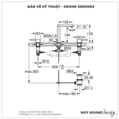 Vòi lavabo nóng lạnh 3 lỗ GROHE 20301003