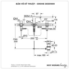 Vòi lavabo nóng lạnh 3 lỗ GROHE 20351000