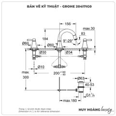 Vòi lavabo nóng lạnh 3 lỗ GROHE 20417IG0