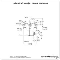 Vòi lavabo nóng lạnh 3 lỗ GROHE 20470000