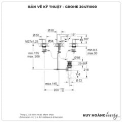 Vòi lavabo nóng lạnh 3 lỗ GROHE 20471000