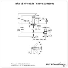 Vòi lavabo nóng lạnh GROHE 23029000 size M