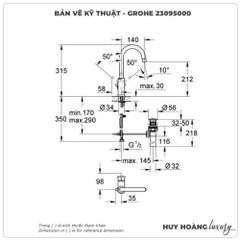 Vòi lavabo nóng lạnh GROHE 23095000 size L