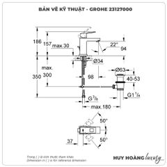 Vòi lavabo nóng lạnh GROHE 23127000 size S