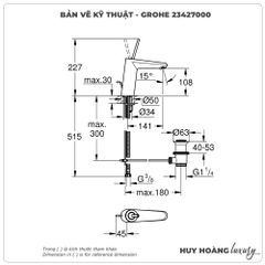 Vòi lavabo nóng lạnh GROHE 23427000 size M