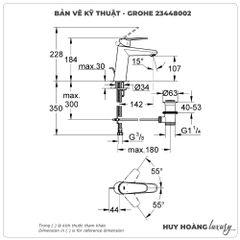 Vòi lavabo nóng lạnh GROHE 23448002 size M