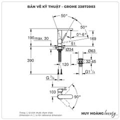 Vòi lavabo nóng lạnh GROHE 23872003 size M