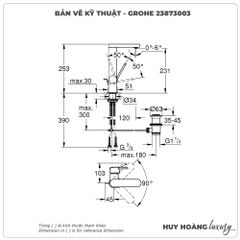 Vòi lavabo nóng lạnh GROHE 23873003 Đầu Kéo