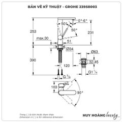 Vòi lavabo nóng lạnh GROHE 23958003 hiển thị nhiệt độ