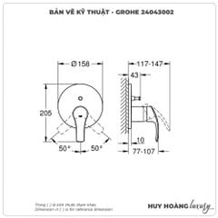 Mặt nạ bộ trộn sen âm GROHE 24043002