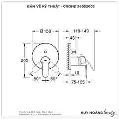 Mặt nạ bộ trộn sen âm GROHE 24052002