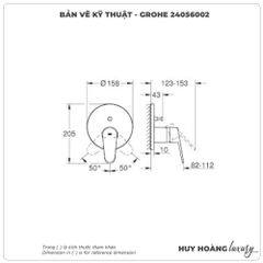 Mặt nạ bộ trộn sen âm GROHE 24056002