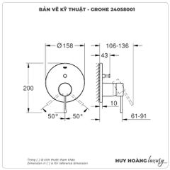 Mặt nạ bộ trộn sen âm GROHE 24058001