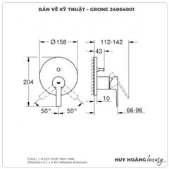 Mặt nạ bộ trộn sen âm GROHE 24064001