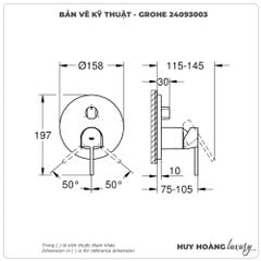Mặt nạ bộ trộn sen âm GROHE 24093003