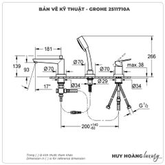 Vòi xả bồn GROHE BauEdge OHM 2511710A 3 lỗ