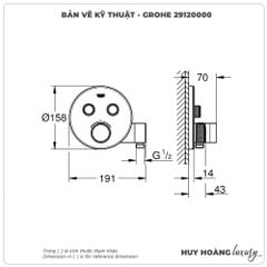 Mặt nạ bộ trộn sen âm GROHE 29120000