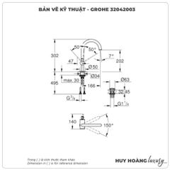 Vòi lavabo nóng lạnh GROHE 32042003 size L