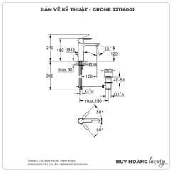 Vòi lavabo nóng lạnh GROHE 32114001 size S